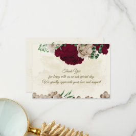 Burgundy champagne blommor botaniska bröllop tack kort