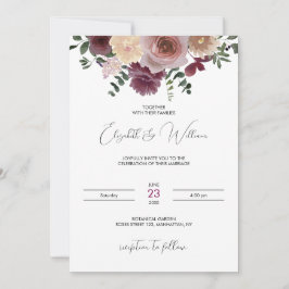 Burgundy &Champagne Boho Rustic Wedding Invitation Inbjudningar