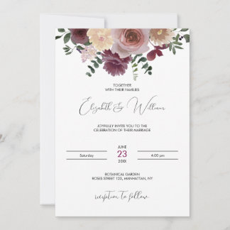 Burgundy &Champagne Boho Rustic Wedding Invitation Inbjudningar