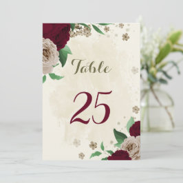 Burgundy champagne - bordsnummer kort