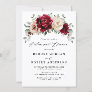 Burgundy Champagne Ivory Mauve Rehearsal Dinner Inbjudningar