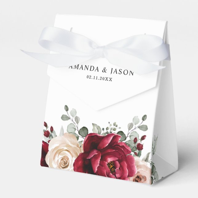 Burgundy Champagne Ivory Mauve Ro Blommigt Bröllop Presentaskar (Framsidan Sidan)
