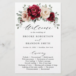 Burgundy Champagne Ivory Mauve Ro Blommigt Program