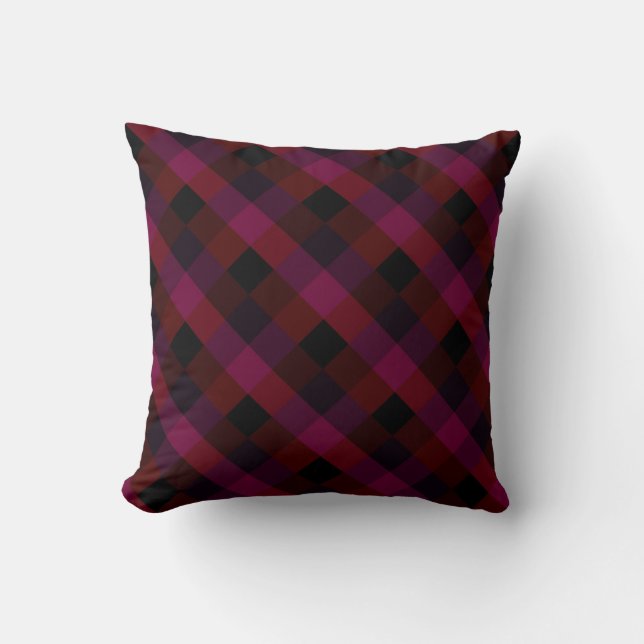 Burgundy Check Mönster Land Stil Kudde (Framsida)