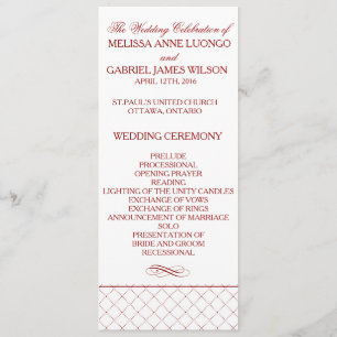Burgundy Checkade Ceremonisprogrammet Mönster Bröl Program