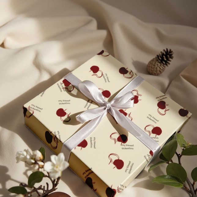 Burgundy Cherries & Sweet Script – Valentine Presentpapper (Skapare uppladdad)