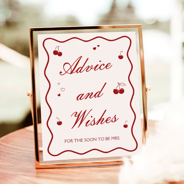 Burgundy Cherry Bridal Shower Advice and Wishes Poster (Skapare uppladdad)