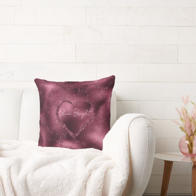 Burgundy Cherry Glitter Gnistra Heart Kudde (Soffa)