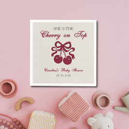 Burgundy Cherry on Top Baby shower Pappersservett