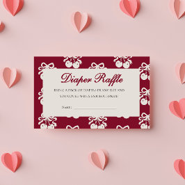 Burgundy Cherry på Top Baby dusch Diaper Raffle Tilläggskort
