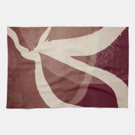 Burgundy Chestnut & Cream Abstrakt Watercolor Kökshandduk