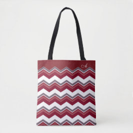 Burgundy chevron mönster med monogram tygkasse