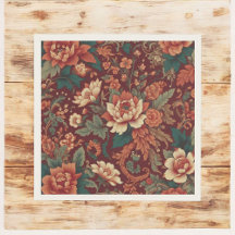 Burgundy Chinoiserie Antique Blommigt Vintage, som