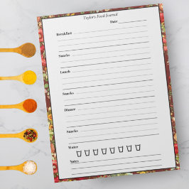 Burgundy Chintz Food Journal - Trendig Meal Diary Anteckningsblock