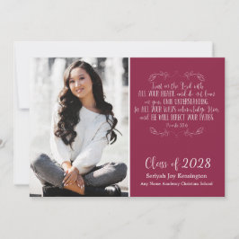 Burgundy Christian Bible Verse Studenten Photo Inbjudningar