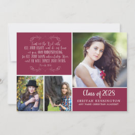 Burgundy Christian Studenten Bible Verse Photo Inbjudningar