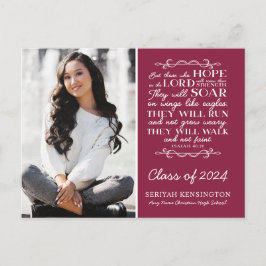 Burgundy Christian Studenten Verse Isaiah 40 Vykort