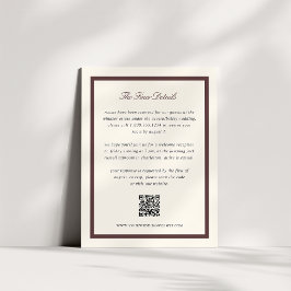 Burgundy Classic Script Bröllopsdetaljer QR-kod Tilläggskort