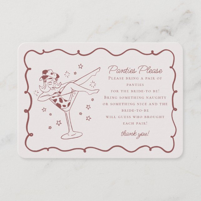 Burgundy Cocktails Cowtjejer Panties, infoga Tilläggskort (Framsida)