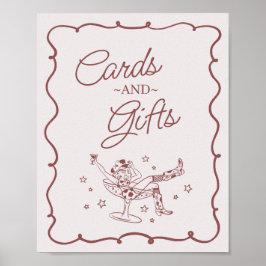 Burgundy Cocktails Cowtjejer Rodeo Cards & Gifts Poster