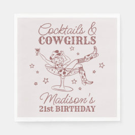 Burgundy Cocktails och Cowgirl Rodeo Birthday Pappersservett
