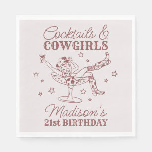 Burgundy Cocktails och Cowgirl Rodeo Birthday Pappersservett