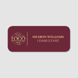 Burgundy Company Business Logotyp Employee Magneti Namnbricka