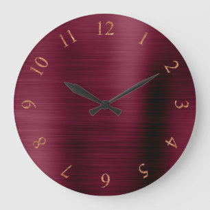 Burgundy Copper Metallic Ro Guld US UK Nummer Stor Klocka