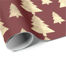 Burgundy Cottage Guld Julgran Maroon Presentpapper