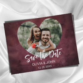 Burgundy Couples foto in Heart Ram Bröllop Vykort