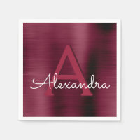 Burgundy Cranberry Monogram Initial Bröllop