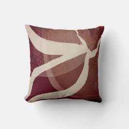 Burgundy & Cream Abstrakt Watercolor Brushstrokes Kudde