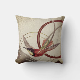 Burgundy & Cream Artistic Abstrakt Hummingbird Kudde