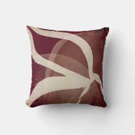 Burgundy & Cream Artistic Abstrakt Vattenfärg Kudde