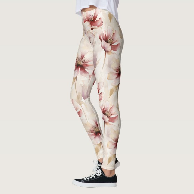 Burgundy Cream Blommigt Leggings (Vänster)