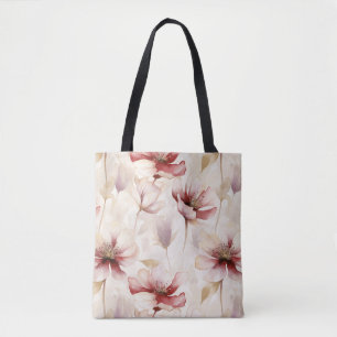 Burgundy Cream Blommigt Tygkasse