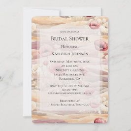 Burgundy Cream Blush Floral Bridal Shower  Inbjudningar