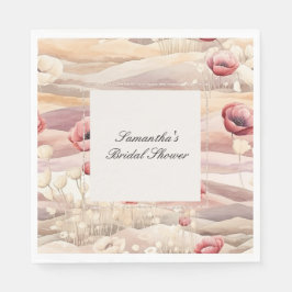 Burgundy Cream Blush Floral Bridal Shower Pappersservett