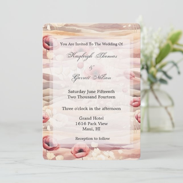Burgundy Cream Blush Floral Wedding Inbjudningar (Stående Fram)