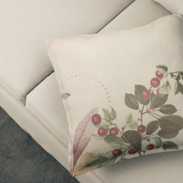 Burgundy & Cream Botanisk Tryck | Körsbär Kudde