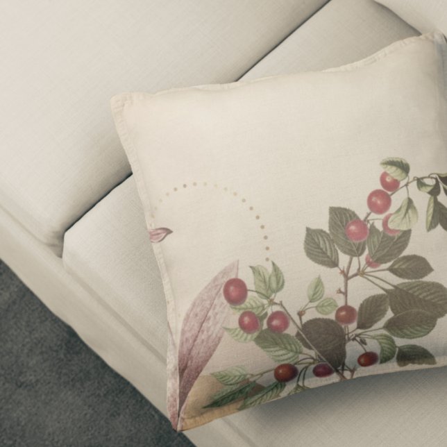 Burgundy & Cream Botanisk Tryck | Körsbär Kudde (Skapare uppladdad)