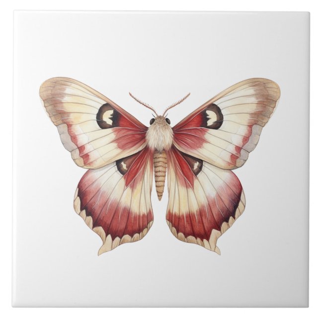 Burgundy Cream Butterfly Kakelplatta (Framsidan)