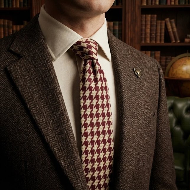 Burgundy Cream Classic Houndstooth  Slips (Skapare uppladdad)
