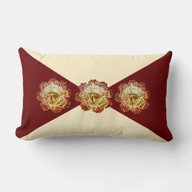 Burgundy & Cream Elegance Lumbar Pillow - nr 1 Lumbarkudde (Framsida)