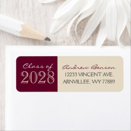 Burgundy & Cream-examensetiketter för returadress Etikett