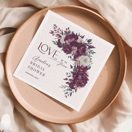 Burgundy Cream Flowers Kärlek i Bloom Möhippa Pappersservett