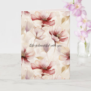 Burgundy Cream Lavender Blommigt Kärlek Kort