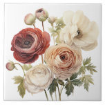 Burgundy Cream Ranunculus Flowers Kakelplatta<br><div class="desc">Burgundy Cream Ranunculus Flowers</div>