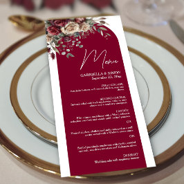 Burgundy & Cream Ro Elegant Arch Bröllop Meny