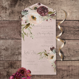 Burgundy Cream Rosa Vintage Peonies Rosa No Middag